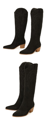 Cuban Heel Knee-high Boots