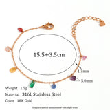 Rainbow Stainless Steel 18K Gold Plating Color Zircon