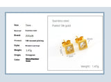 Gold Square Zircon Stud Earrings