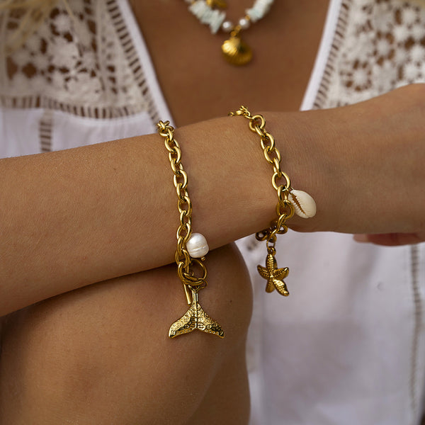 Stainless Steel Starfish Shell Bracelets