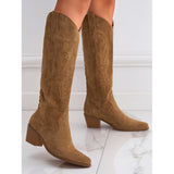 Cuban Heel Knee-high Boots