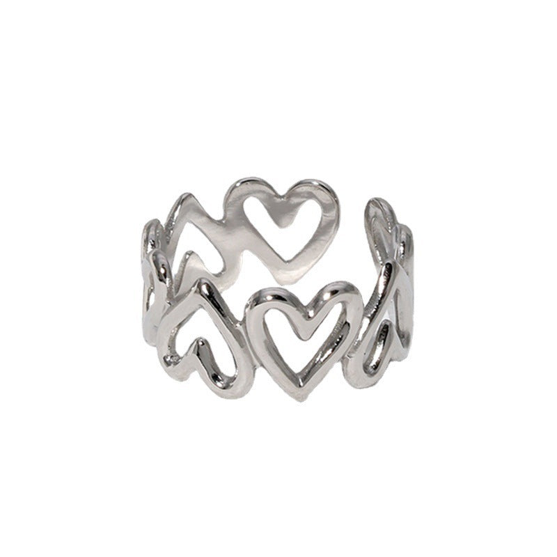 Hollow Titanium Steel Adjustable Love Ring Niche