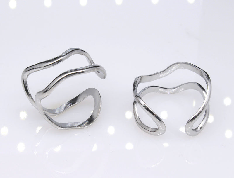 Adjustable Double Line Titanium Vintage Oil Pressure Stainless Steel Ring