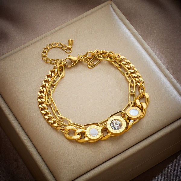 Multi-layer Pendant Gold Bracelet