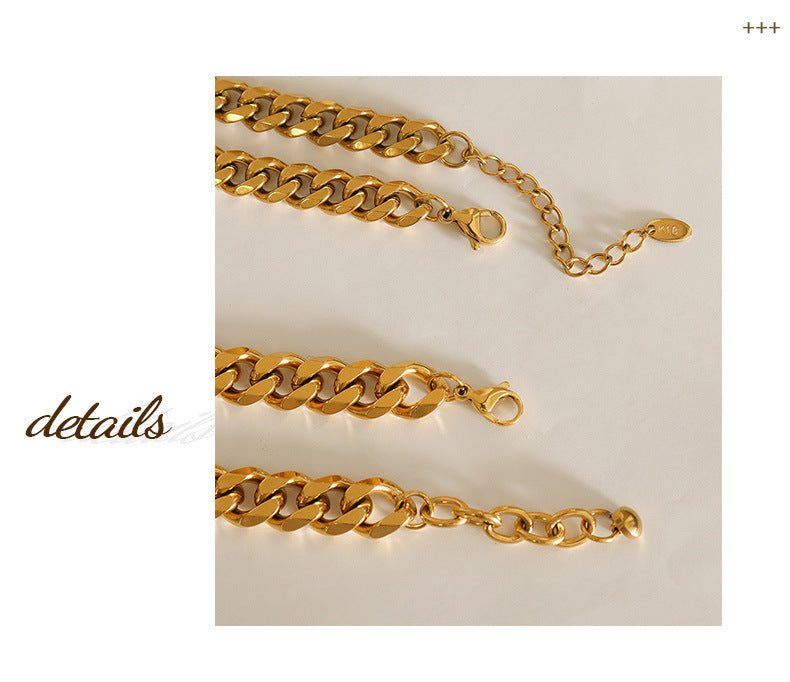 Cuban Link Chain Square Thick Straps Crystal Bracelet