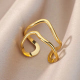Adjustable Double Line Titanium Vintage Oil Pressure Stainless Steel Ring
