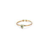 Birthday Stone Ring Titanium Steel Plated 18K Open Adjustable Gold