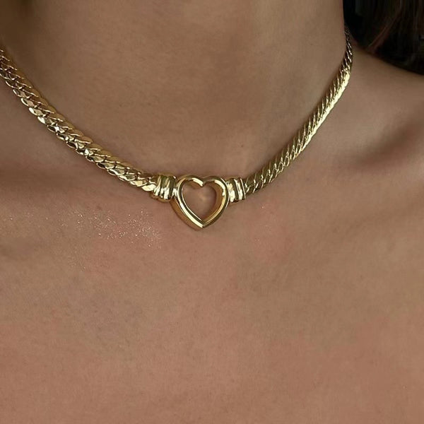 Cuban Chain Heart Necklace