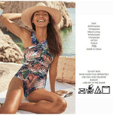 Printed Cross Straps One-piece Swimsuit
