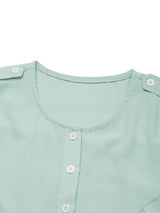 Perfee Button Round Neck Sleeveless Mini Dress