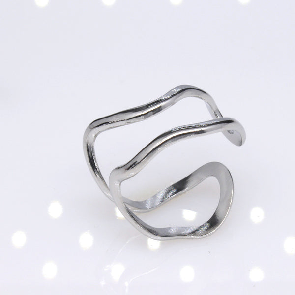 Adjustable Double Line Titanium Vintage Oil Pressure Stainless Steel Ring