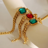 Cuban Link Chain Square Thick Straps Crystal Bracelet