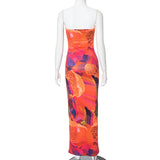 Summer || Elegant Printed Sleeveless Tight High Waist Long Dress