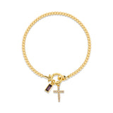 Moon Stone Love Knot Plated 18K Gold Bracelet