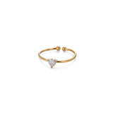 Birthday Stone Ring Titanium Steel Plated 18K Open Adjustable Gold