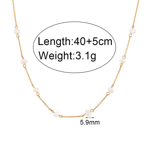 Stainless Steel Pearl Necklace & Bracelet