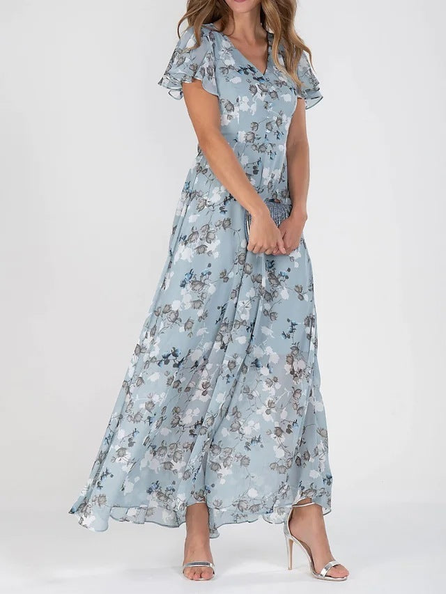 Women's Fashion Print Dress With Waist Tucked In