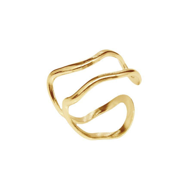 Adjustable Double Line Titanium Vintage Oil Pressure Stainless Steel Ring