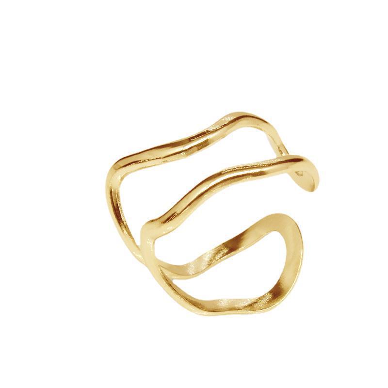 Adjustable Double Line Titanium Vintage Oil Pressure Stainless Steel Ring