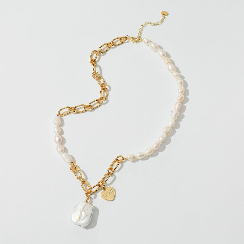 Half Pearl Pendant Necklace