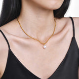Jen Titanium Steel 18K Gold Pearl Necklace