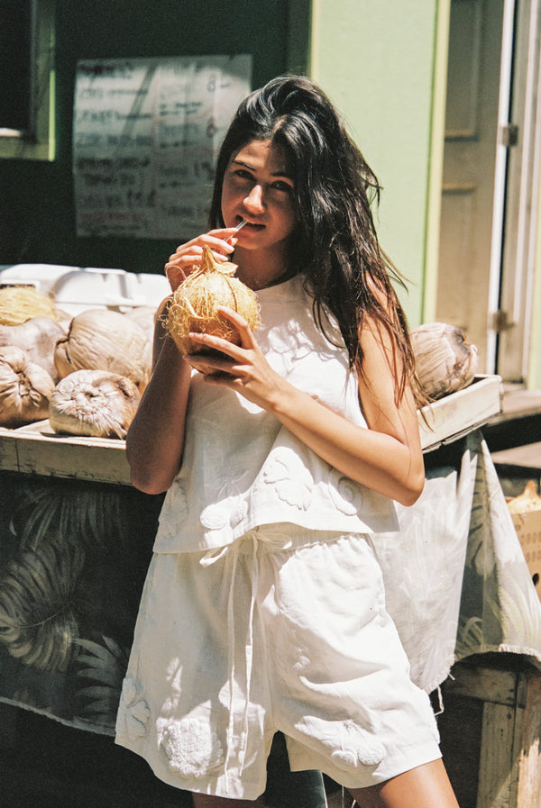 NALU LINEN SHORTS - IVORY