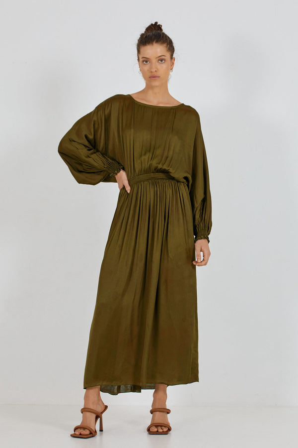 CELONI DRESS -GREEN OLIVE