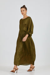 CELONI DRESS -GREEN OLIVE