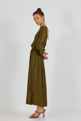 CELONI DRESS -GREEN OLIVE
