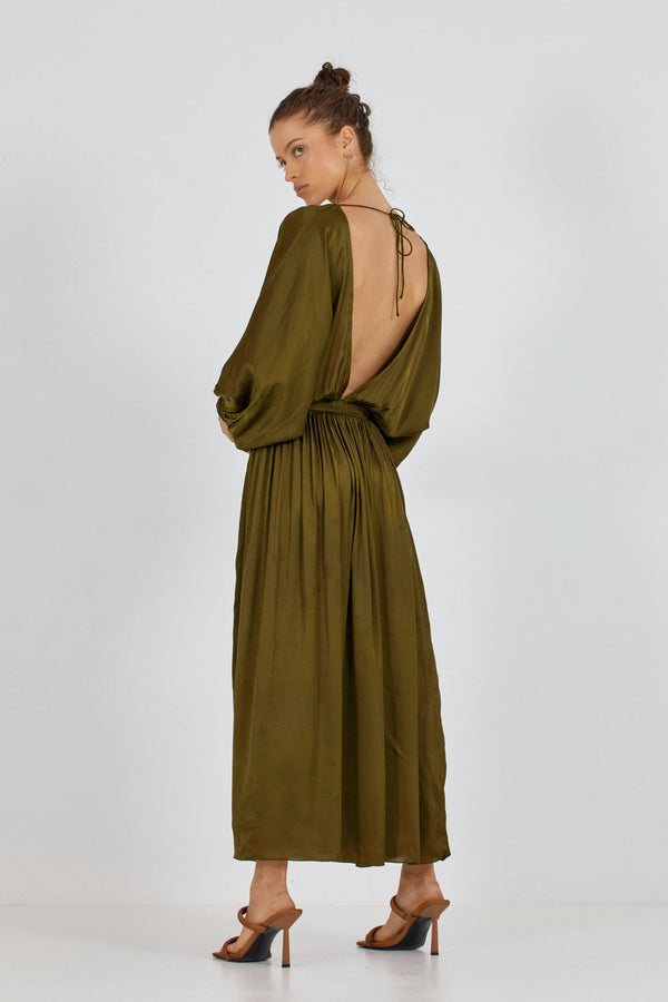 CELONI DRESS -GREEN OLIVE