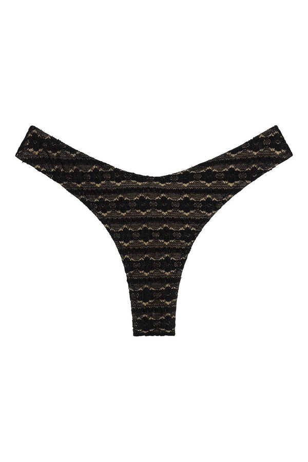 Black Daisy Lace Lulu (Zig-Zag Stitch) Bikini Bottom