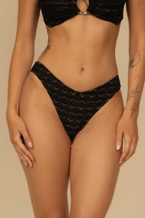 Black Daisy Lace Lulu (Zig-Zag Stitch) Bikini Bottom