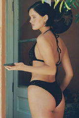 Black Daisy Lace Lulu (Zig-Zag Stitch) Bikini Bottom