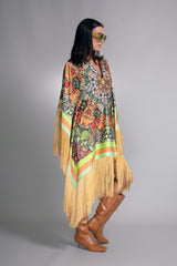 Auric Garden Fringed Satin Kaftan Dress