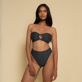 Charcoal Tori Ties Bandeau Bikini Top