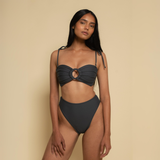 Charcoal Tori Ties Bandeau Bikini Top