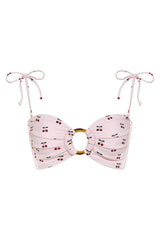 Cherries Tori Ties Bandeau Bikini Top