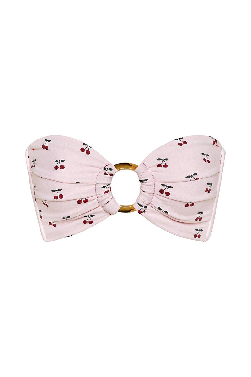 Cherries Tori Ties Bandeau Bikini Top