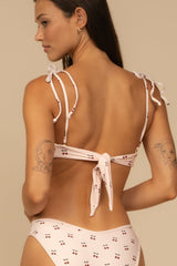 Cherries Tori Ties Bandeau Bikini Top