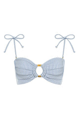 Classic Blue Stripe Tori Ties Bandeau Bikini Top