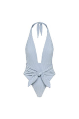 Classic Blue Stripe Tropez Tie-Up One-Piece