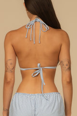 Classic Blue Stripe Euro Bow Bikini Top