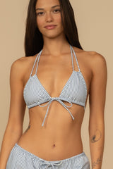 Classic Blue Stripe Euro Bow Bikini Top
