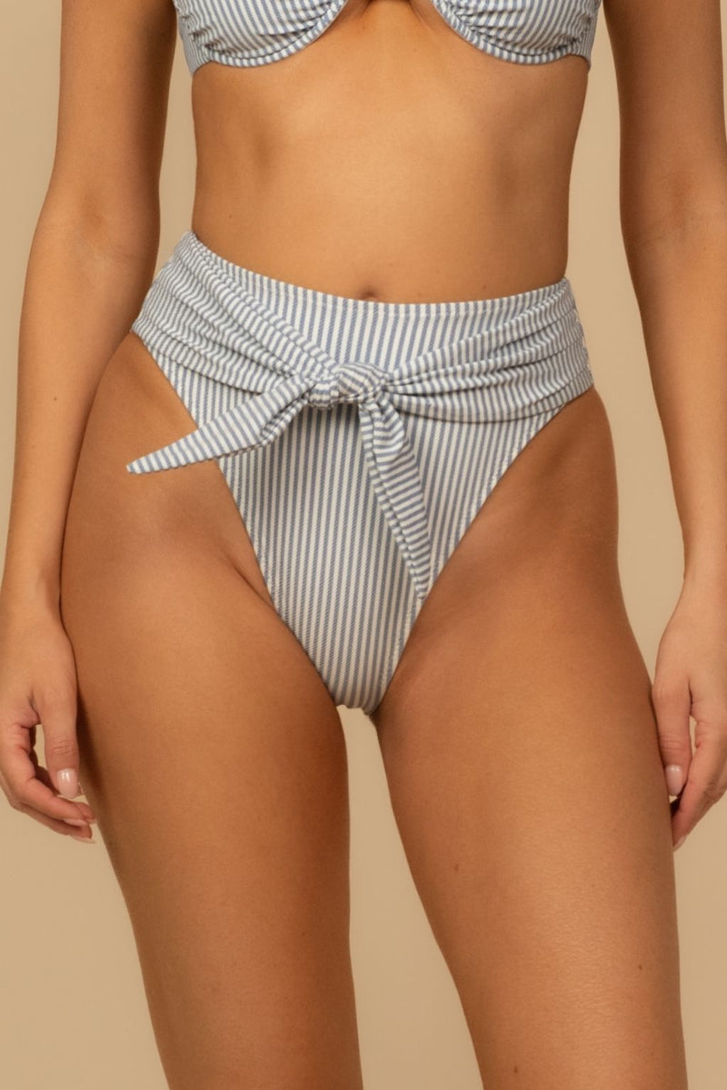 Classic Blue Stripe Paula Tie-Up Bikini Bottom