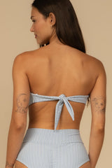 Classic Blue Stripe Tori Ties Bandeau Bikini Top