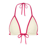 Cream Raspberry Binded Emma Bikini Top