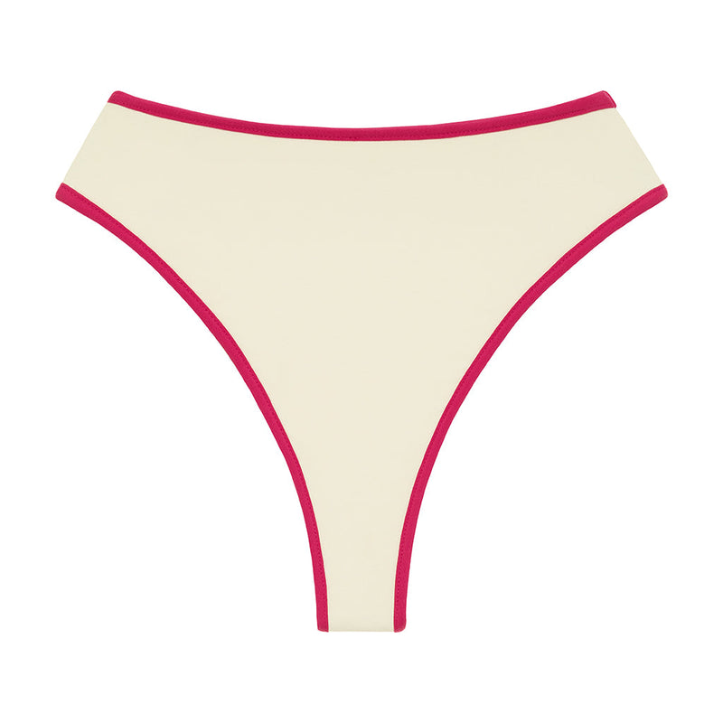 Cream Raspberry Binded Paula Bikini Bottom