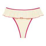 Cream Raspberry Binded Tamarindo Ruffle Bikini Bottom