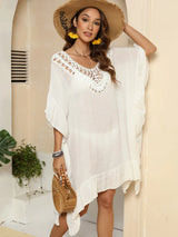 Ruffle edge beach bikini outer cover shirt