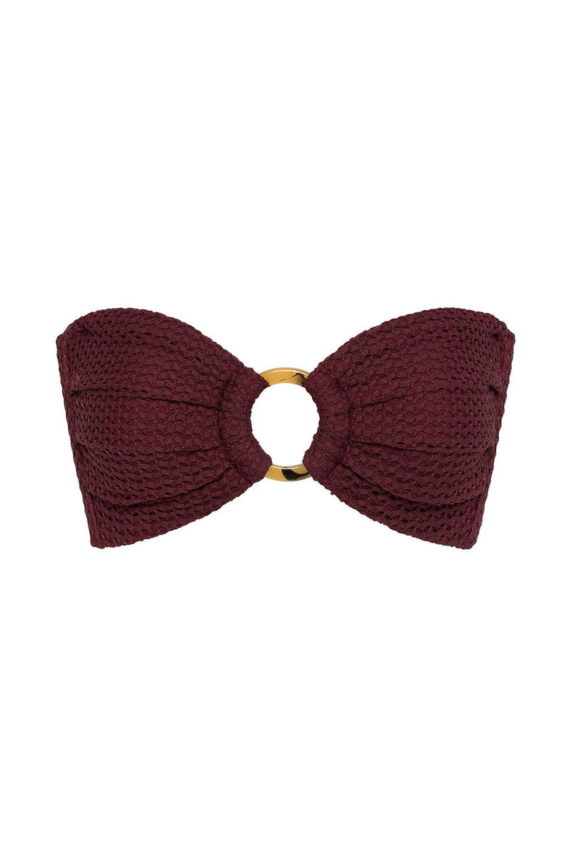 Maroon Crochet Tori Ties Bandeau Bikini Top